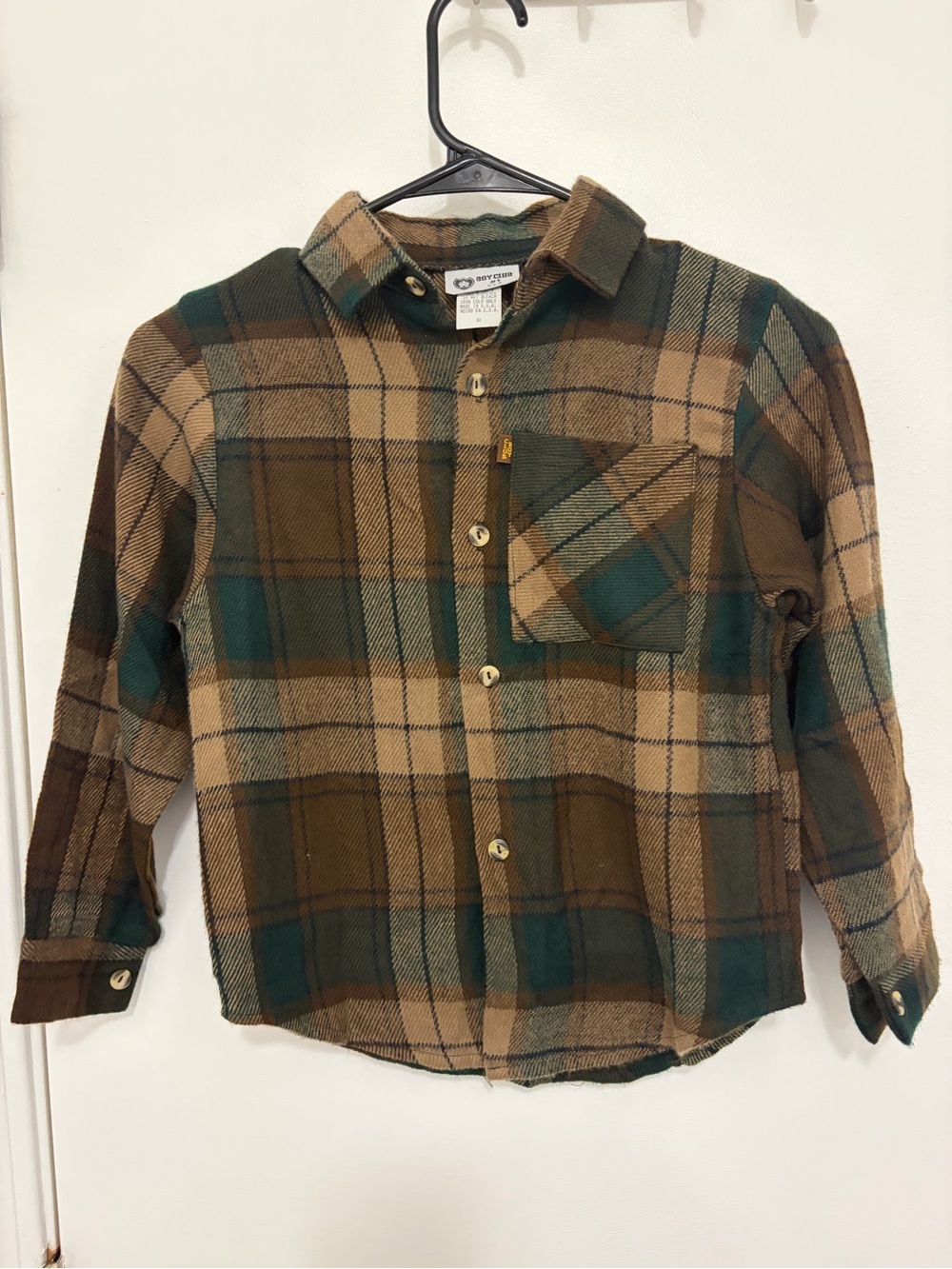 Kids Plaid Button-Down Shirt in Green & Brown